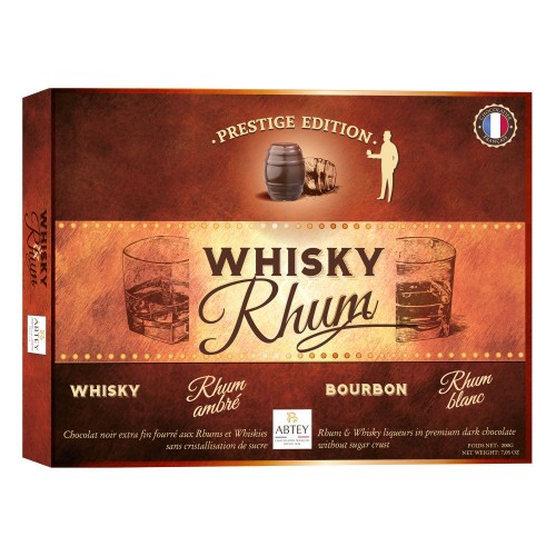 Конфеты в темном шоколаде "Виски и ром", ассорти, 4 вида