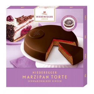 Марципановая конфета (торт) в шоколаде "Чёрный лес" Niederegger, 185 г
