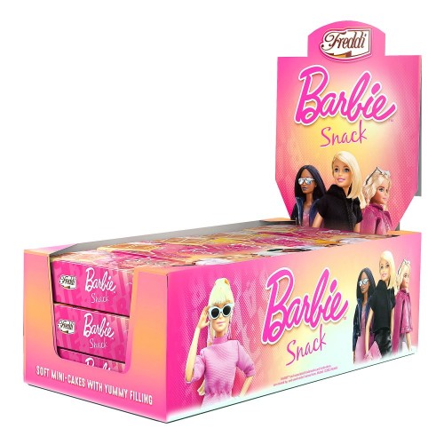 Десерт бисквитный Barbie Snack с клубникой и йогуртом, дисплей, Freddi, 15 х 25г