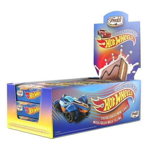 Десерт бисквитный Hot Wheels Chocomerende глазированный, дисплей, Freddi, 15 х 30 г