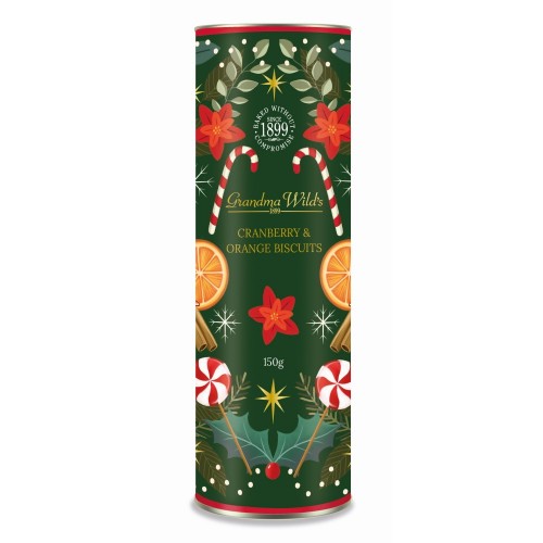 Печенье в подарочной тубе с праздничным дизайном Grandma Wild's, 150 г