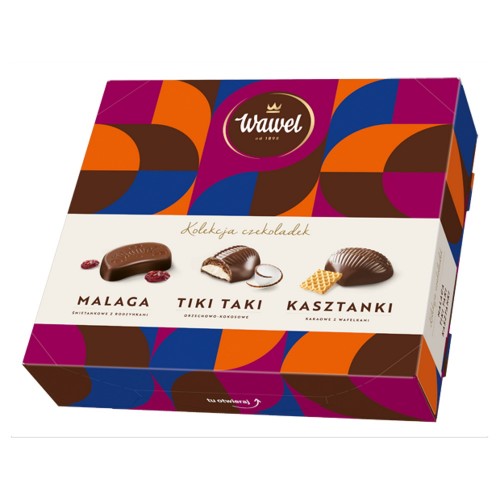 Ассорти пралине в шоколаде Malaga, Tiki-Taki, Kasztanki Wawel, 158 г