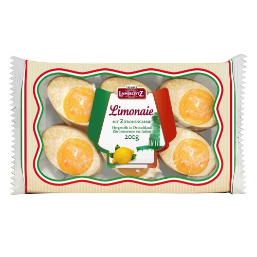 Сдобное печенье Limonaie с начинкой из лимонного крема Lambertz, 200 г