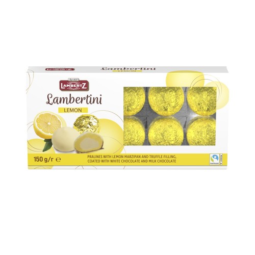 Шоколадные конфеты пралине Lambertini с лимонной начинкой Lambertz, 150 г