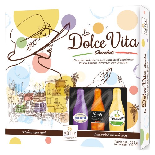 Ассорти шоколадных конфет "Dolce vita" с ликерной начинкой Abtey, 155 г