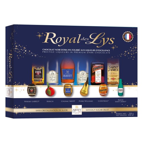 Ассорти шоколадных конфет "Royal des Lys" с ликерной начинкой Abtey, 250 г