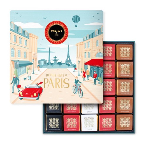 Ассорти шоколадных мини-плиток в подарочной металлической шкатулке Maxim's, 200г