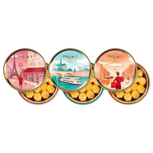 Медовые конфеты в круглой металлической баночке (цвет - микс) Maxim's, 50 г