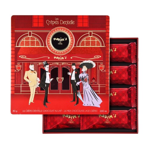 Хрустящие крепы в молочном шоколаде в металлической шкатулке Maxim's, 80 г