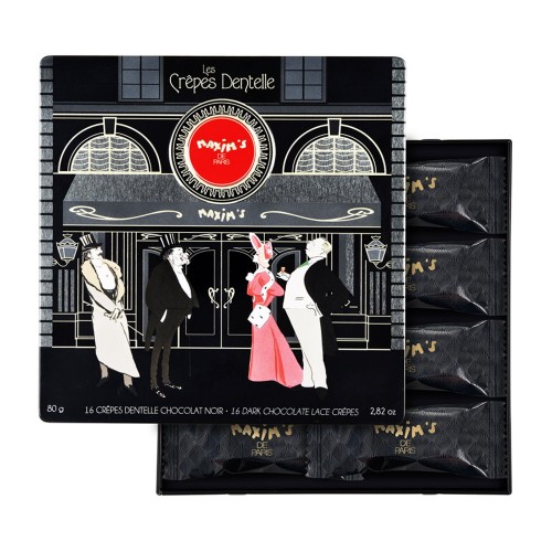 Хрустящие крепы в темном шоколаде в металлической шкатулке Maxim's, 80 г