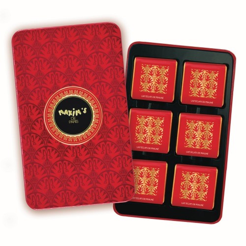 Молочный шоколад, мини-плитки, в подарочной металлической шкатулке Maxim's, 48 г