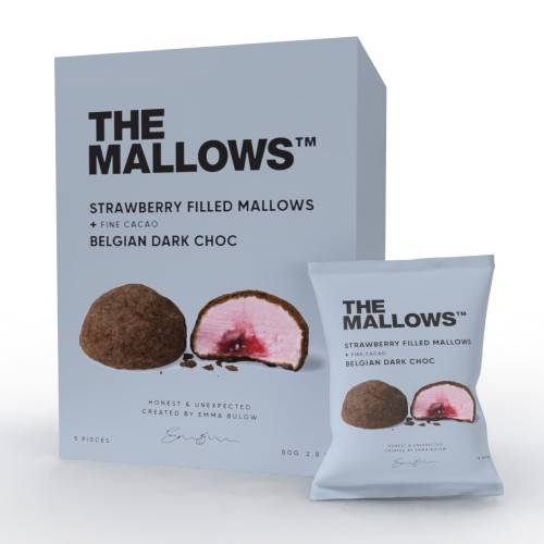 Маршмеллоу с клубничной начинкой в бельгийском темном шоколаде Mallows, 5 х 16 г
