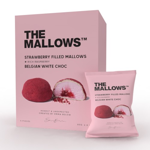 Маршмеллоу с малиновой начинкой в бельгийском белом шоколаде Mallows, 5 х 16 г